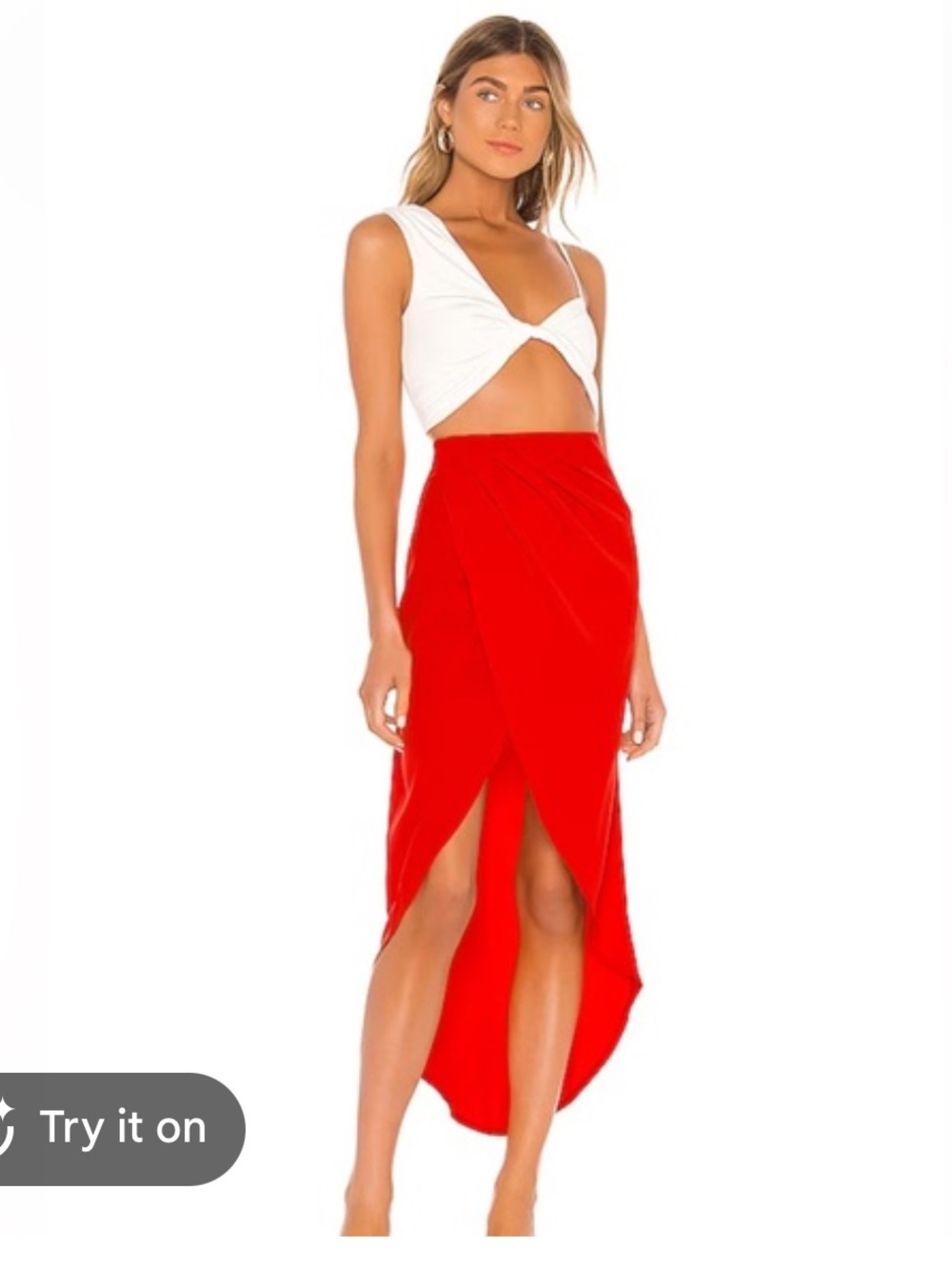 Superdown Ariel Slit Skirt Red